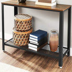 Console Table Metal Frame Rustic Brown - Furniture > Living Room