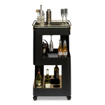 Contemporary Black Gold Drinks Trolley Bar Cart with Marble Top - Furniture > Living Room