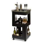 Contemporary Black Gold Drinks Trolley Bar Cart with Marble Top - Furniture > Living Room