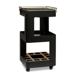 Contemporary Black Gold Drinks Trolley Bar Cart with Marble Top - Furniture > Living Room