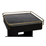 Contemporary Black Gold Drinks Trolley Bar Cart with Marble Top - Furniture > Living Room