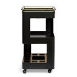 Contemporary Black Gold Drinks Trolley Bar Cart with Marble Top - Furniture > Living Room