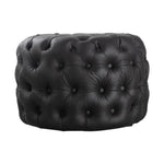 Contemporary Black Leather-look Ottoman with Button - Furniture > Bedroom