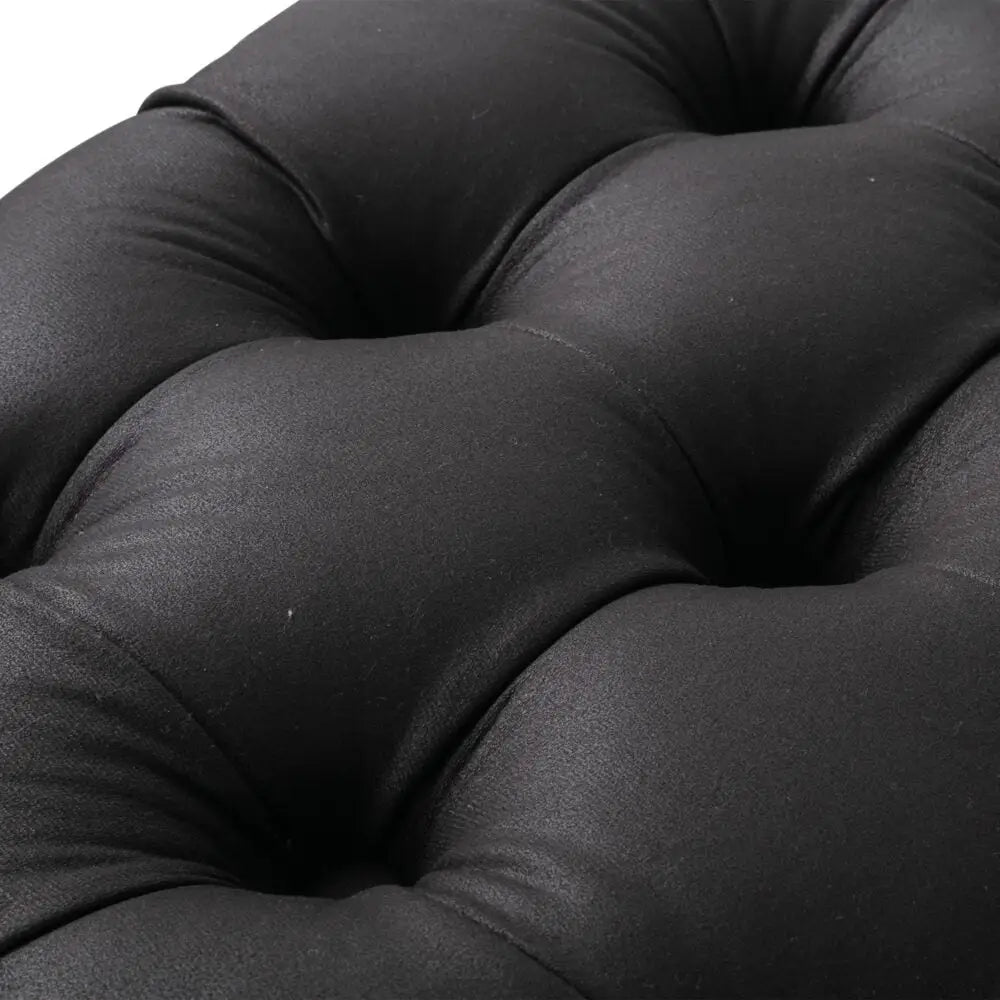 Contemporary Black Leather-look Ottoman with Button - Furniture > Bedroom