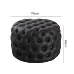 Contemporary Black Leather-look Ottoman with Button - Furniture > Bedroom