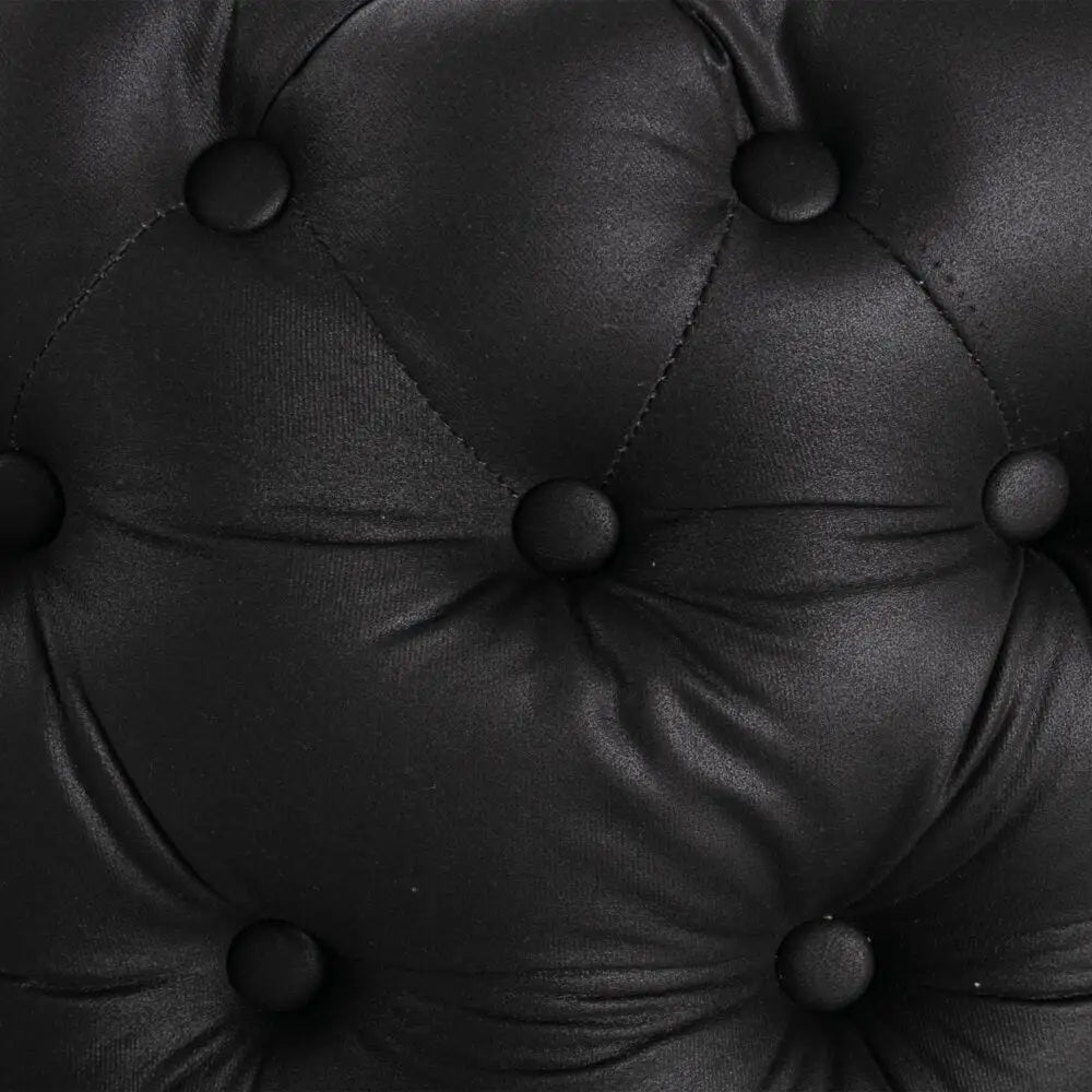 Contemporary Black Leather-look Ottoman with Button - Furniture > Bedroom