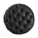 Contemporary Black Leather-look Ottoman with Button - Furniture > Bedroom