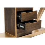 Contemporary Brass Wooden Z-Shaped Hallway Console Table with Drawers - Furniture > Living Room
