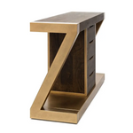 Contemporary Brass Wooden Z-Shaped Hallway Console Table with Drawers - Furniture > Living Room
