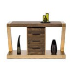 Contemporary Brass Wooden Z-Shaped Hallway Console Table with Drawers - Furniture > Living Room