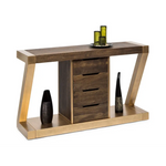 Contemporary Brass Wooden Z-Shaped Hallway Console Table with Drawers - Furniture > Living Room