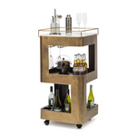 Contemporary French Brass Drinks Trolley Bar Cart with White Marble Top - Furniture > Living Room