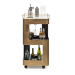 Contemporary French Brass Drinks Trolley Bar Cart with White Marble Top - Furniture > Living Room