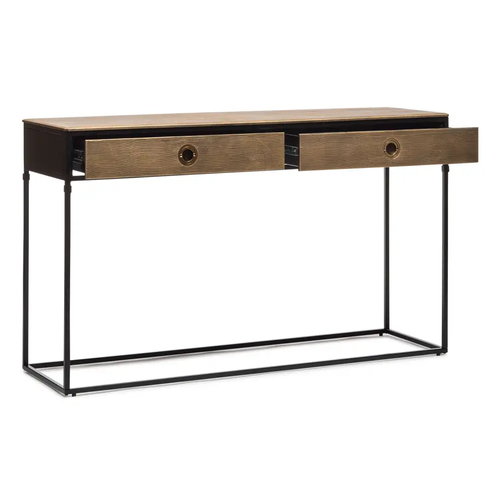 Contemporary Golden Black Hallway Console Table with Drawers - Furniture > Living Room
