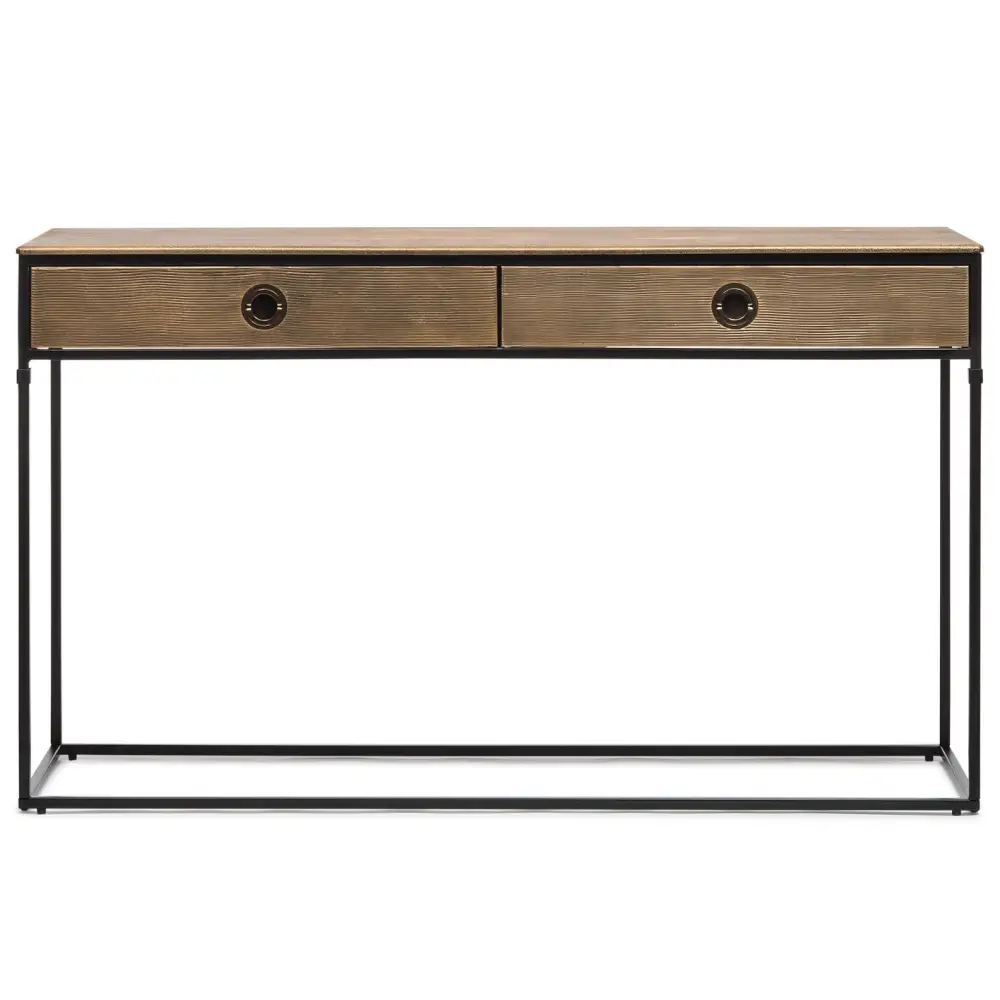 Contemporary Golden Black Hallway Console Table with Drawers - Furniture > Living Room