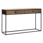 Contemporary Golden Black Hallway Console Table with Drawers - Furniture > Living Room