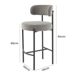 Contemporary Grey Boucle Elsa Low Bar Stools - Furniture > Bar Stools & Chairs > Table & Bar Stools