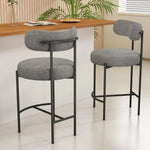 Contemporary Grey Boucle Elsa Low Bar Stools - Furniture > Bar Stools & Chairs > Table & Bar Stools