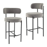 Contemporary Grey Boucle Elsa Low Bar Stools - Furniture > Bar Stools & Chairs > Table & Bar Stools