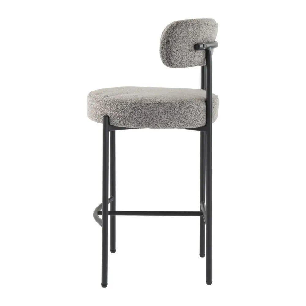 Contemporary Grey Boucle Elsa Low Bar Stools - Furniture > Bar Stools & Chairs > Table & Bar Stools