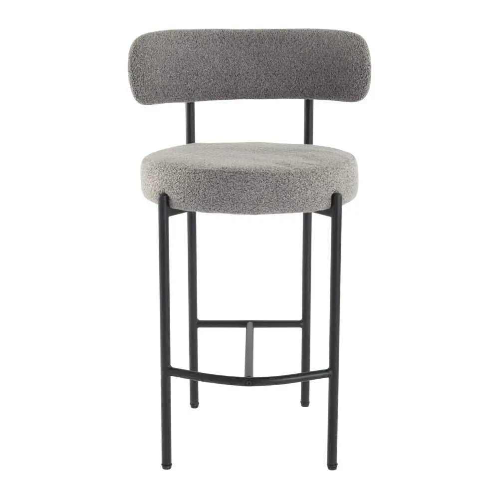 Contemporary Grey Boucle Elsa Low Bar Stools - Furniture > Bar Stools & Chairs > Table & Bar Stools