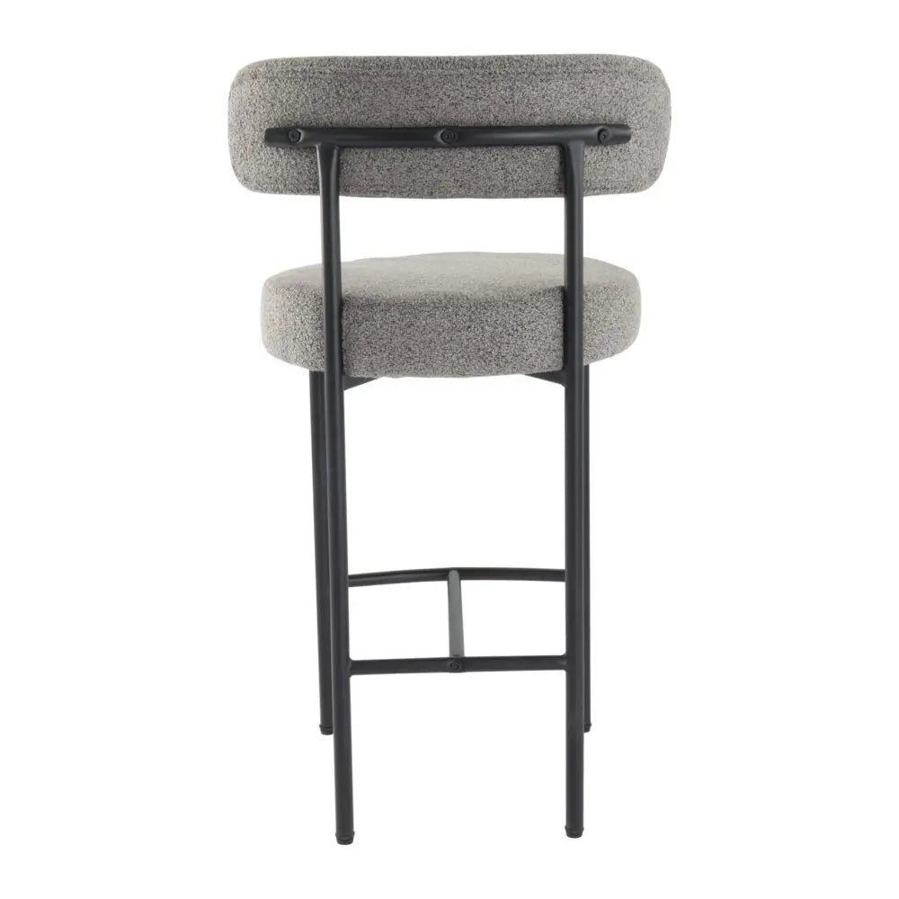 Contemporary Grey Boucle Elsa Low Bar Stools - Furniture > Bar Stools & Chairs > Table & Bar Stools