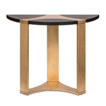 Contemporary Half Round Brass and Black Hallway Console Table - Furniture > Living Room