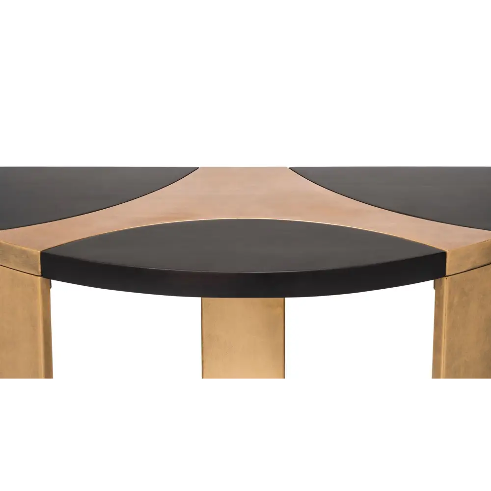 Contemporary Half Round Brass and Black Hallway Console Table - Furniture > Living Room