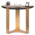 Contemporary Half Round Brass and Black Hallway Console Table - Furniture > Living Room