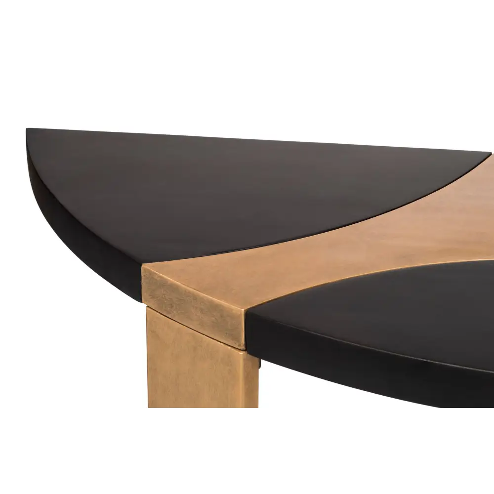 Contemporary Half Round Brass and Black Hallway Console Table - Furniture > Living Room