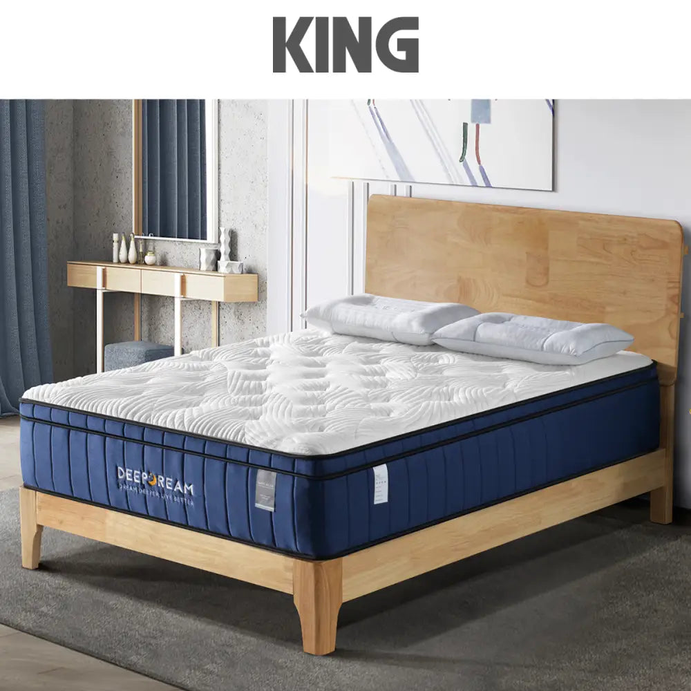 Cool Gel Memory Foam Mattress 5 Zone Latex 34cm - King - Furniture > Mattresses