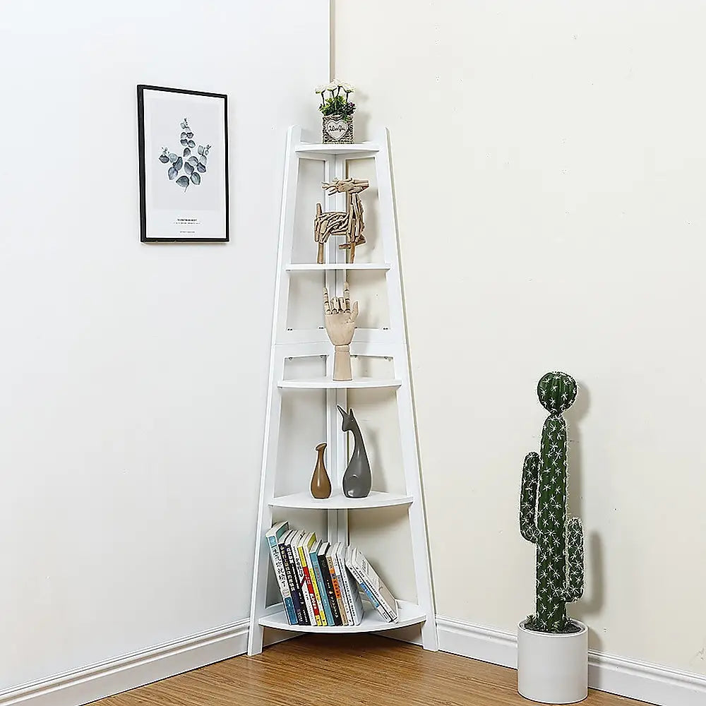 Corner Ladder Shelf Bookcase Display Storage Unit - Furniture > Office