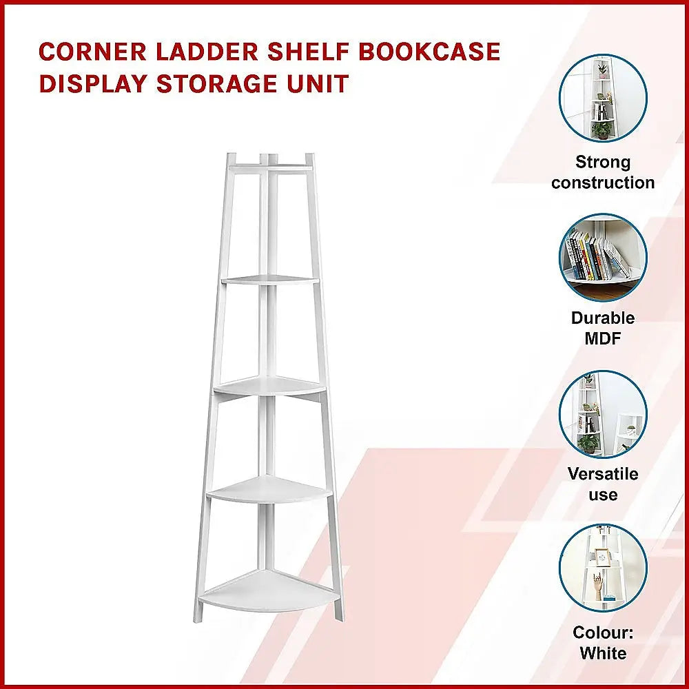 Corner Ladder Shelf Bookcase Display Storage Unit - Furniture > Office