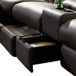 Corner Sofa Square Wedge Finest Genuine Leather Grey Electric Recliner Storage Drawer with 2x Cup Holders Lounge Set