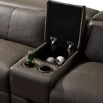 Corner Sofa Square Wedge Finest Genuine Leather Grey Electric Recliner Storage Drawer with 2x Cup Holders Lounge Set