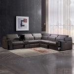Corner Sofa Square Wedge Finest Genuine Leather Grey Electric Recliner Storage Drawer with 2x Cup Holders Lounge Set