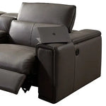 Corner Sofa Square Wedge Finest Genuine Leather Grey Electric Recliner Storage Drawer with 2x Cup Holders Lounge Set