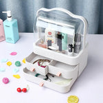 Cosmetics Storage Boxes Portable Dust-proof Makeup Jewelry Case Desktop Drawer(White-White) - Health & Beauty >