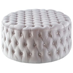 Cosmos Tufted Velvet Fabric Round Ottoman Footstools - Beige - Furniture > Sofas