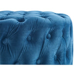 Cosmos Tufted Velvet Fabric Round Ottoman Footstools - Blue - Furniture > Sofas