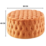 Cosmos Tufted Velvet Fabric Round Ottoman Footstools - Cinnamon - Furniture > Sofas