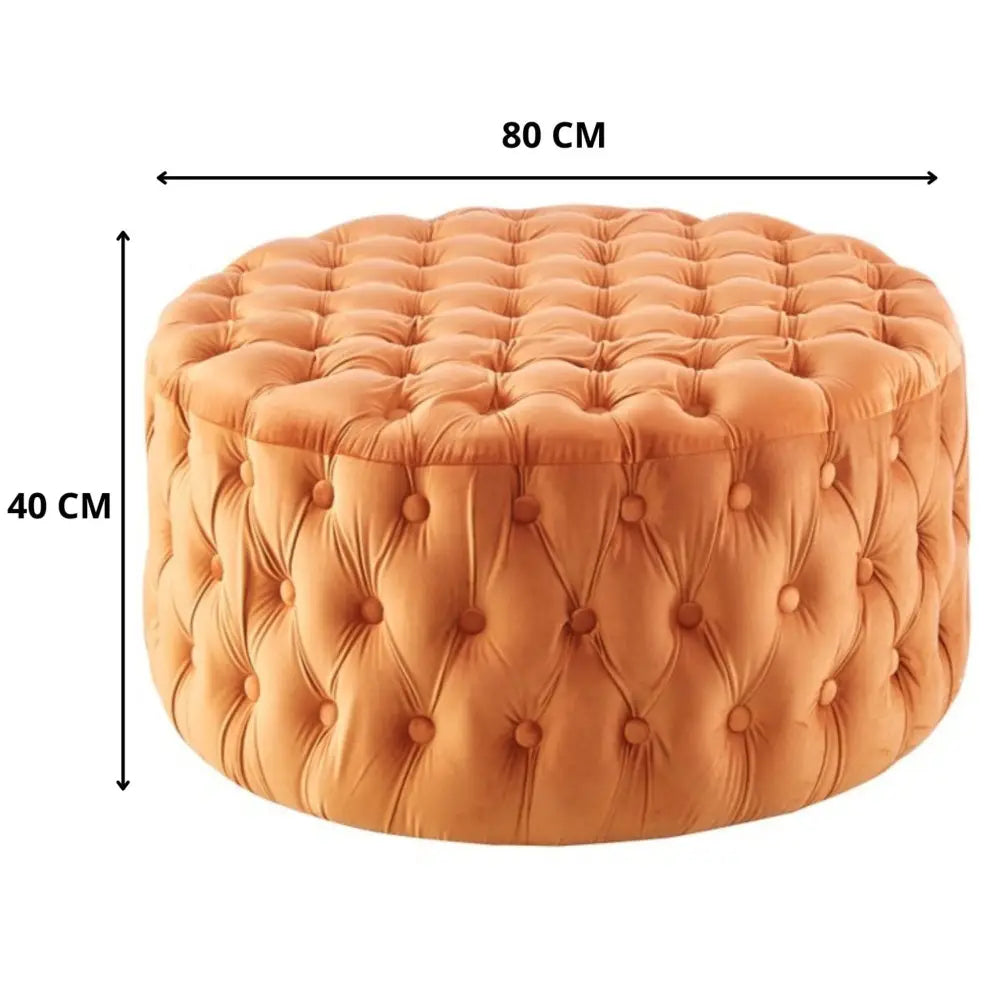 Cosmos Tufted Velvet Fabric Round Ottoman Footstools - Cinnamon - Furniture > Sofas
