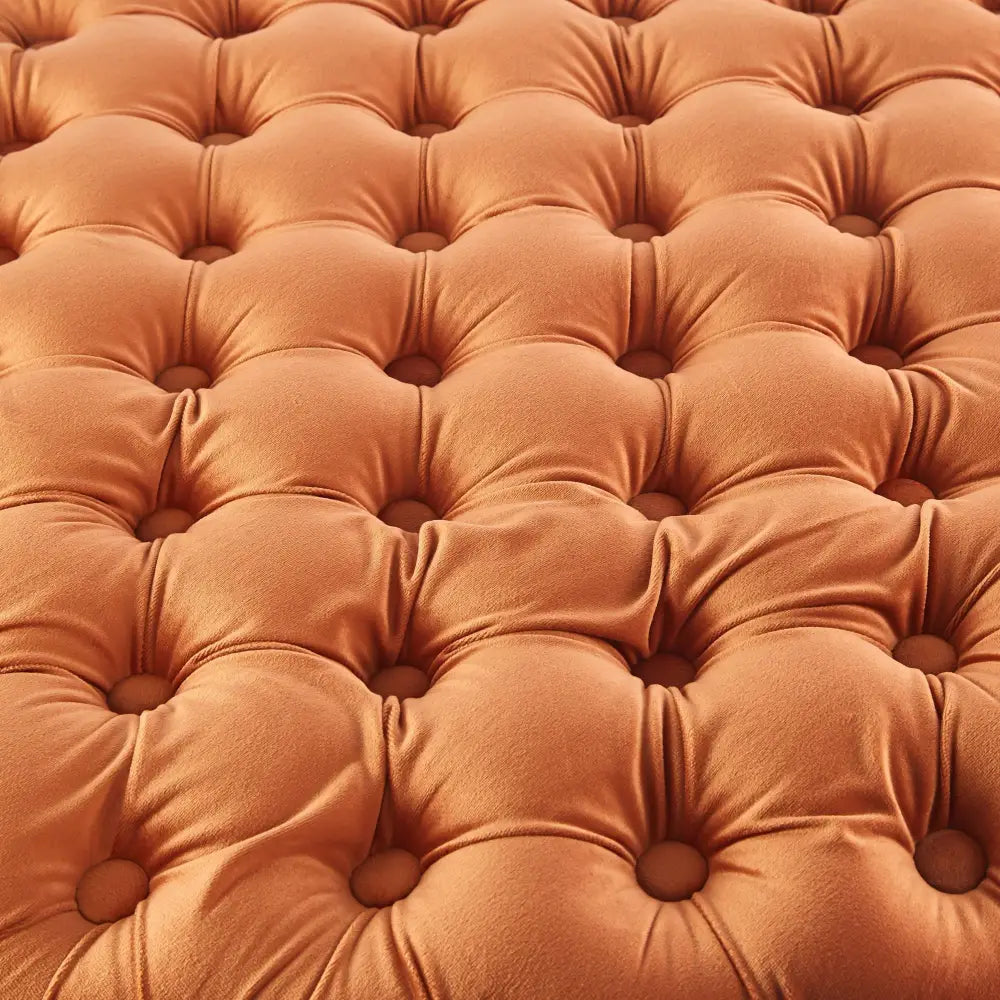 Cosmos Tufted Velvet Fabric Round Ottoman Footstools - Cinnamon - Furniture > Sofas