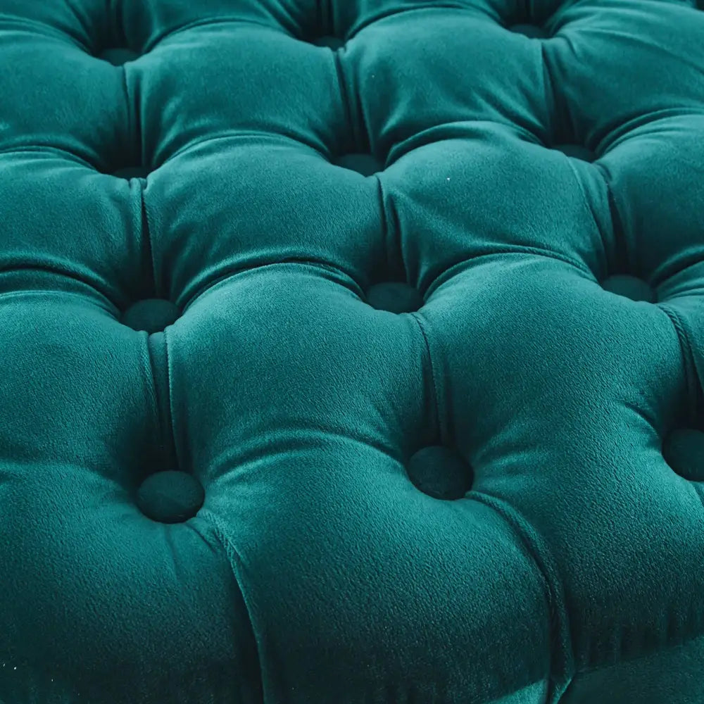 Cosmos Tufted Velvet Fabric Round Ottoman Footstools - Green - Furniture > Sofas