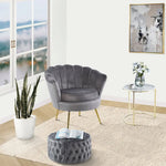 Cosmos Tufted Velvet Fabric Round Ottoman Footstools - Grey - Furniture > Sofas