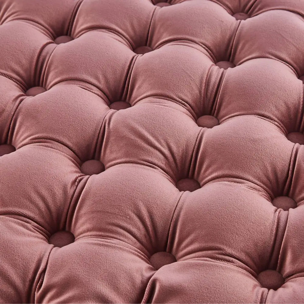 Cosmos Tufted Velvet Fabric Round Ottoman Footstools - Rose Pink - Furniture > Sofas