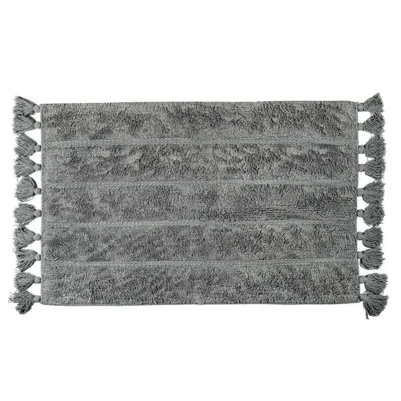 Cotton Fringe Tufted Non-Slip Bathmat Charcoal Grey - Home & Garden > Bathroom Accessories > Bath Mats & Rugs