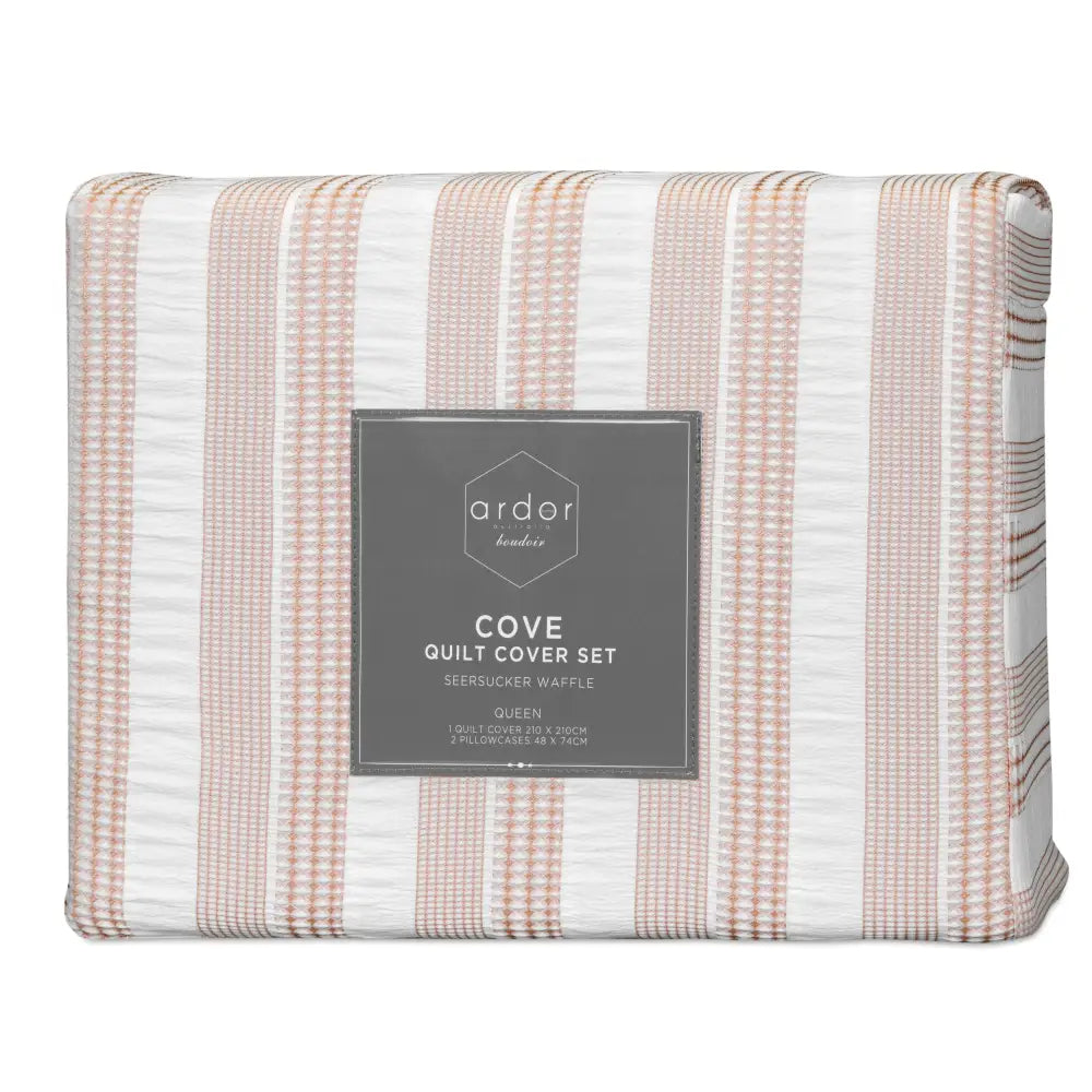 Cove TEXTURED ROSE DUST QUILT COVER SET - DOUBLE - Home & Garden > Bedding > Duvet Covers