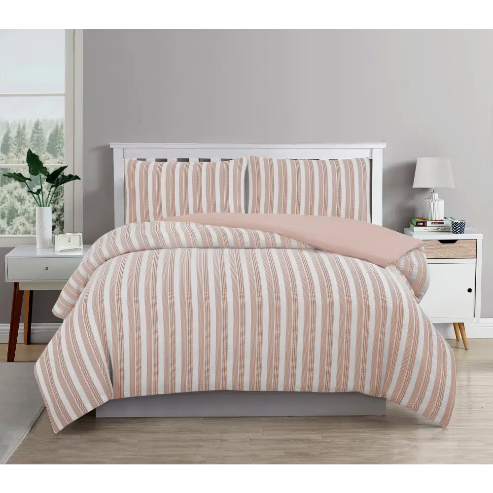 Cove TEXTURED ROSE DUST QUILT COVER SET - DOUBLE - Home & Garden > Bedding > Duvet Covers