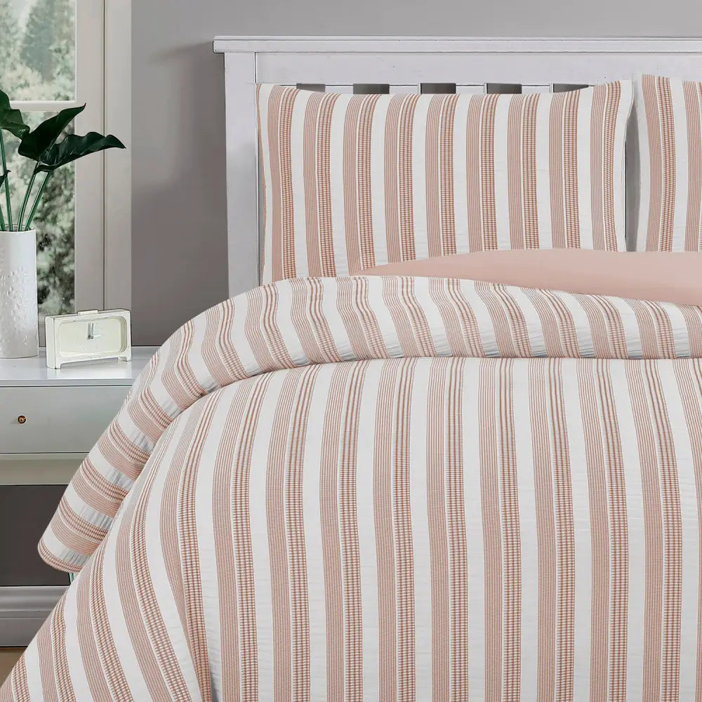 Cove TEXTURED ROSE DUST QUILT COVER SET - DOUBLE - Home & Garden > Bedding > Duvet Covers